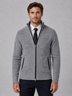 Men's Full Zip Cardigan with Funnel Neck