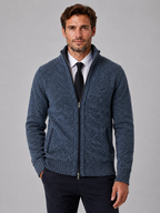 Men's Full Zip Cardigan with Funnel Neck