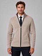 Men's Full Zip Cardigan with Funnel Neck