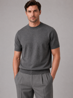 Men's Grey Knit Top with Crew Neck