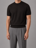 Men's Grey Knit Top with Crew Neck