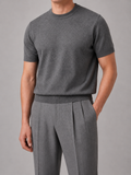 Men's Grey Knit Top with Crew Neck