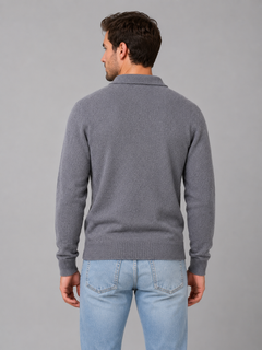 Men's Knit Polo with Button Placket Closure