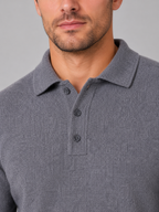 Men's Knit Polo with Button Placket Closure