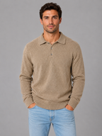 Men's Knit Polo with Button Placket Closure