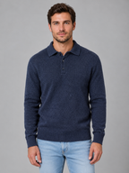 Men's Knit Polo with Button Placket Closure