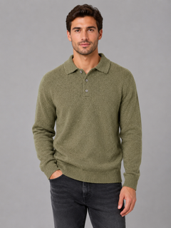 Men's Knit Polo with Button Placket Closure