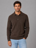Men's Knit Polo with Button Placket Closure