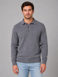 Men's Knit Polo with Button Placket Closure