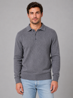 Men's Knit Polo with Button Placket Closure