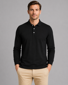 Men’s Long Sleeve Polo Shirt with Button Placket