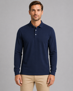 Men’s Long Sleeve Polo Shirt with Button Placket