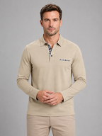 Men's Long Sleeve Polo with Gingham Trim