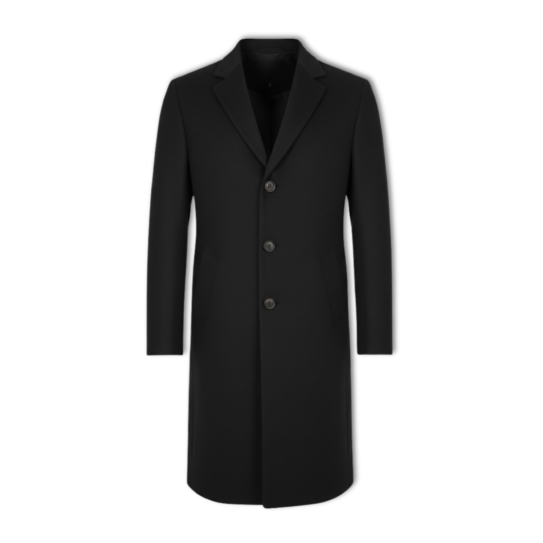 Rhys | Mid Length Wool Coat with Notch Lapel