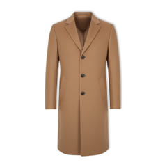 Rhys | Mid Length Wool Coat with Notch Lapel