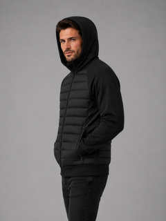 Men's Quilted Hooded Jacket with Zip Pockets