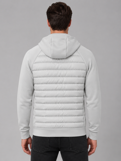 Men's Quilted Hooded Jacket with Zip Pockets