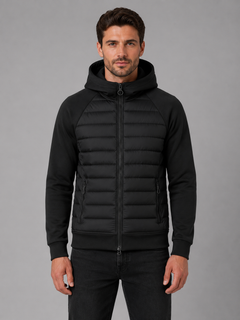 Men's Quilted Hooded Jacket with Zip Pockets