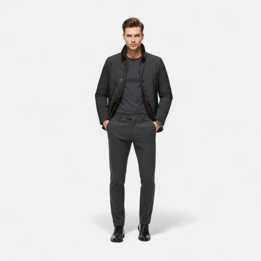 Victor | Quilted Jacket with Sherpa Lined Stand Collar