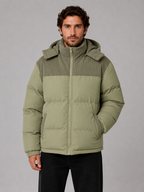 Men's Quilted Puffer Jacket with Ribbed Trim