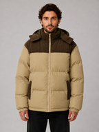 Men's Quilted Puffer Jacket with Ribbed Trim