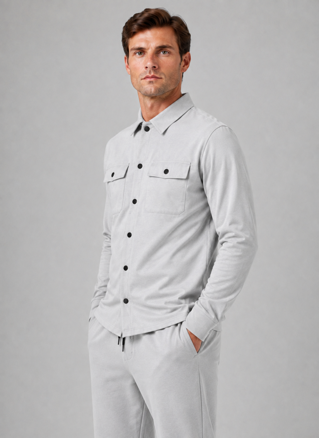 Men’s Relaxed Overshirt with press-stud front closure
