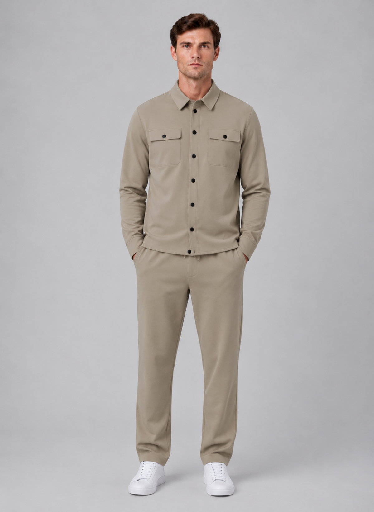 Men’s Relaxed Overshirt with press-stud front closure