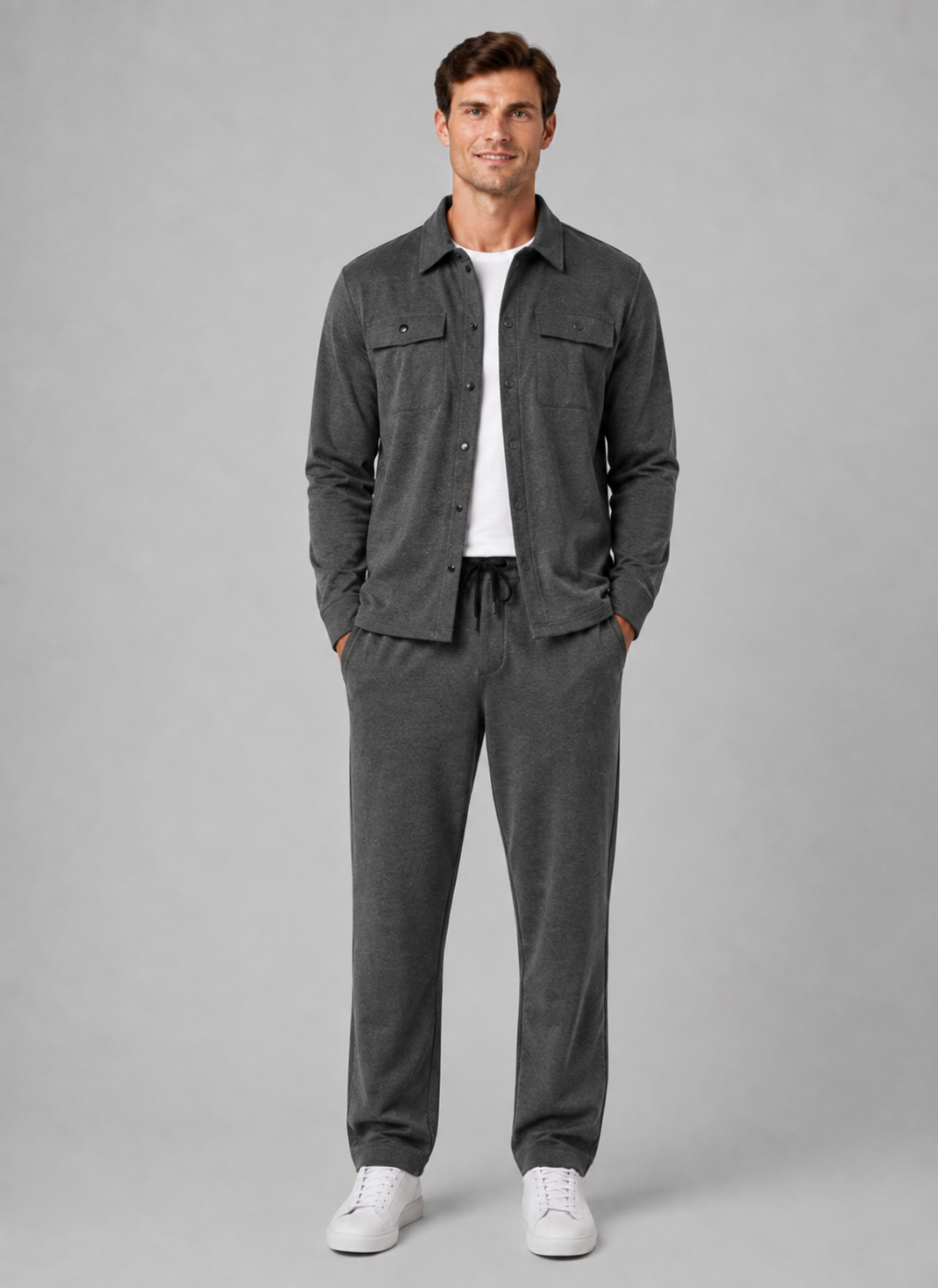 Men’s Relaxed Overshirt with press-stud front closure