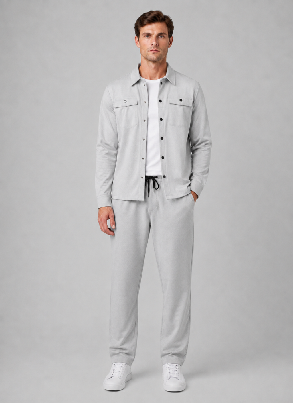Men’s Relaxed Overshirt with press-stud front closure