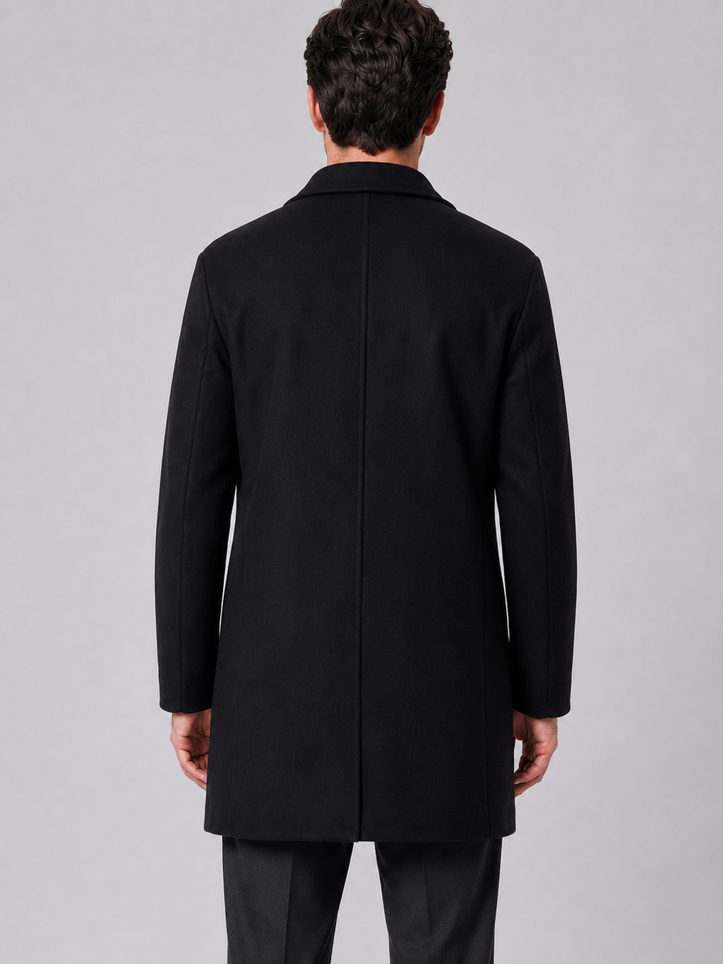Men's Single Breasted Overcoat with Button Fastening