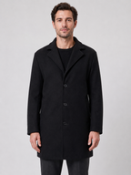 Men's Single Breasted Overcoat with Button Fastening