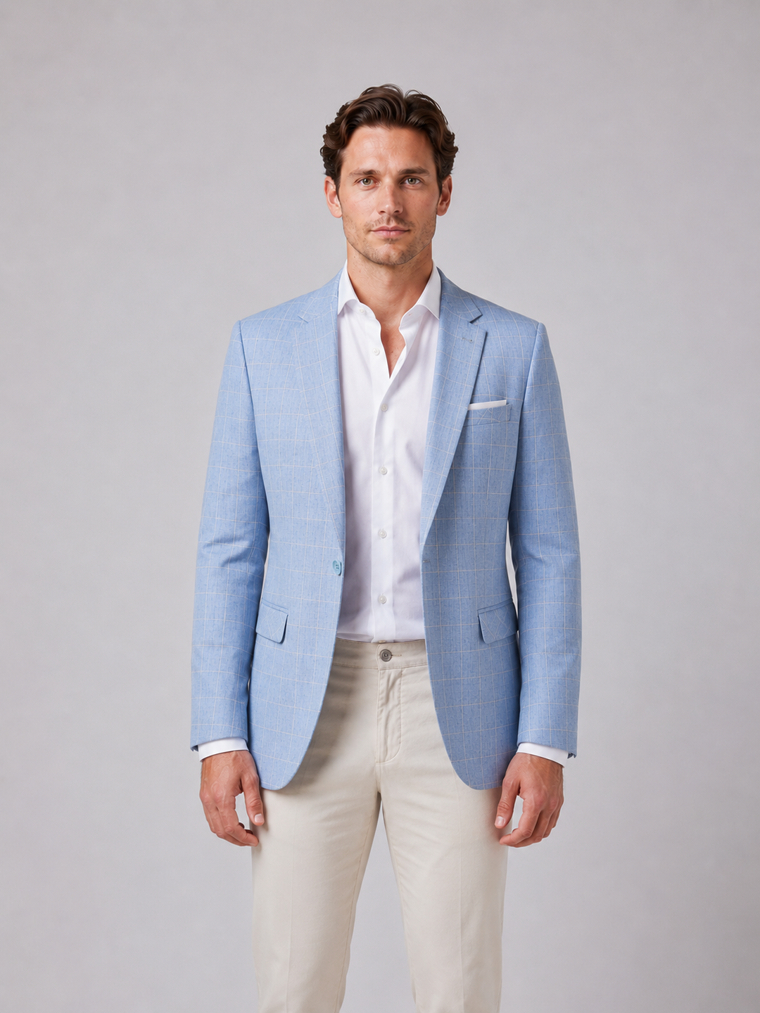 Men's Tailored Blazer with Windowpane Check – Smart Tailored Jacket