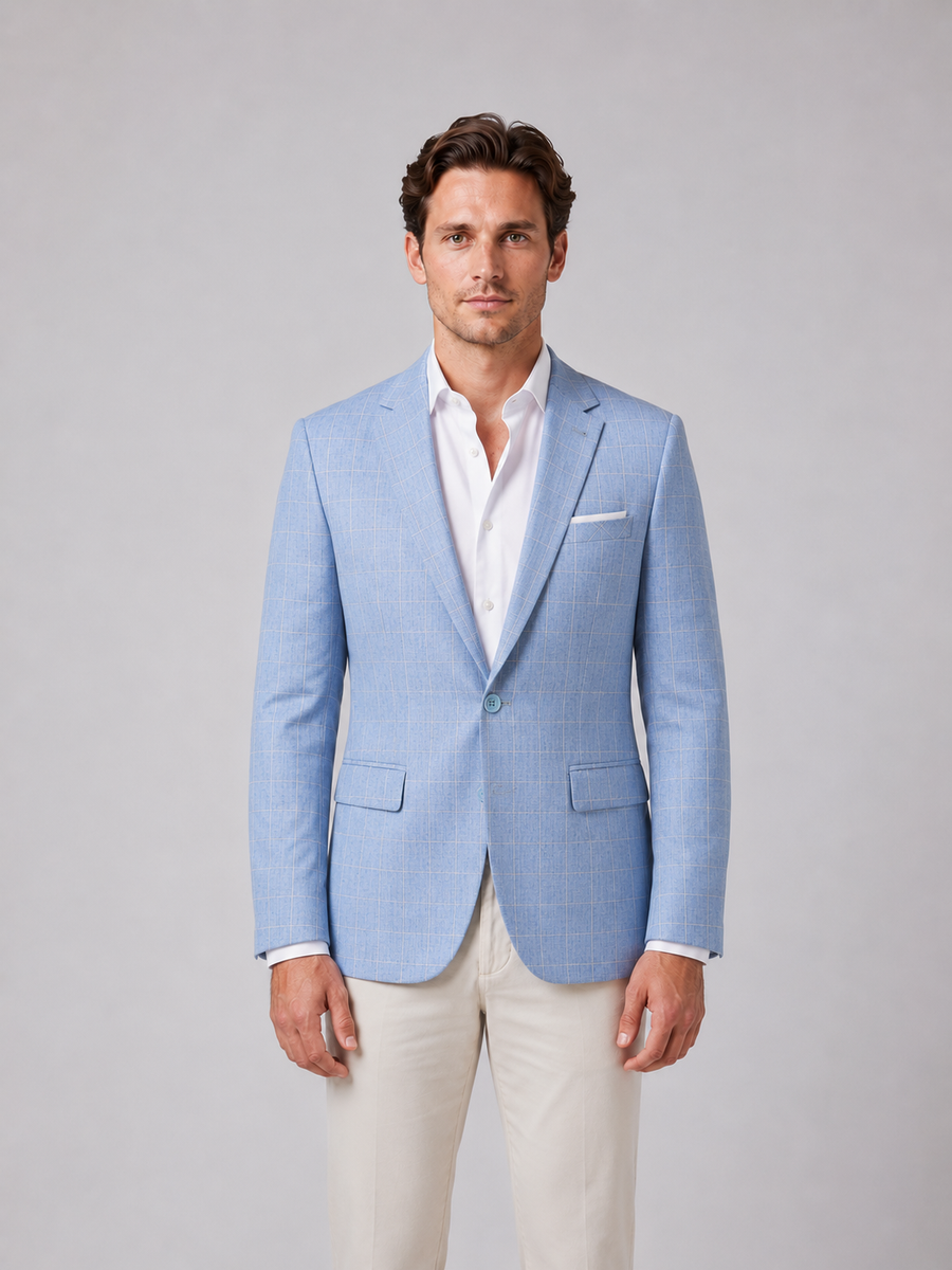 Men's Tailored Blazer with Windowpane Check – Smart Tailored Jacket