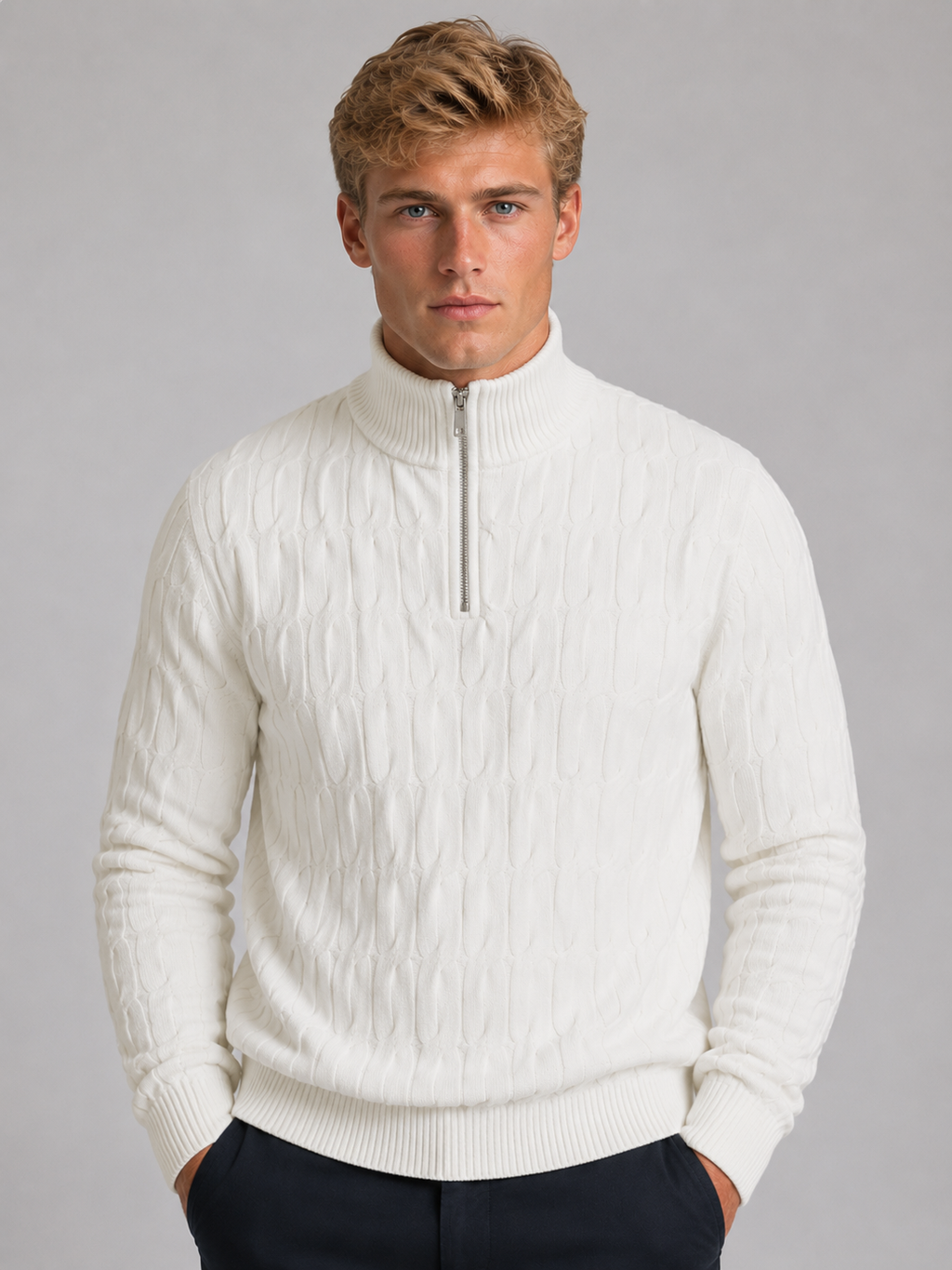 Men’s Textured Jumper with Quarter Zip