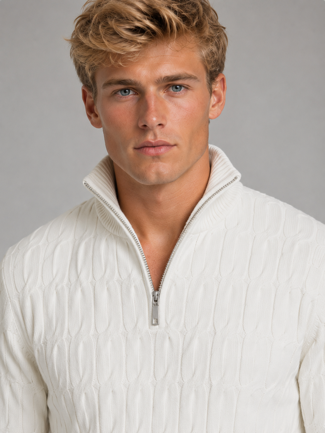 Men’s Textured Jumper with Quarter Zip