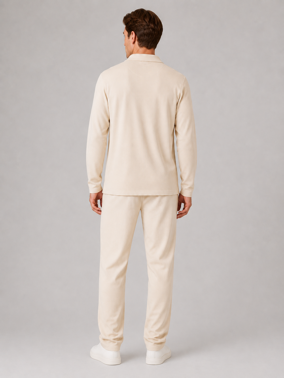 Men’s Textured Long Sleeve Top with Drawstring Trousers
