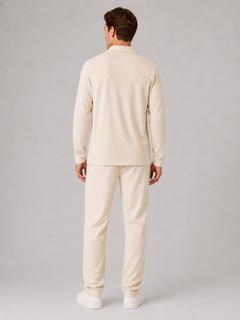 Men’s Textured Long Sleeve Top with Drawstring Trousers
