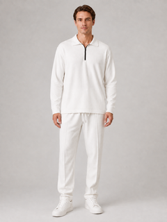 Men’s Textured Long Sleeve Top with Drawstring Trousers