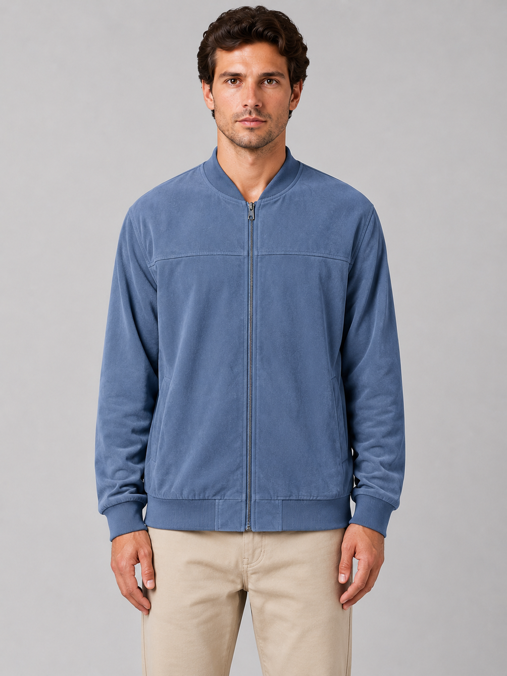 Men's Zip Bomber Jacket with Side Pockets
