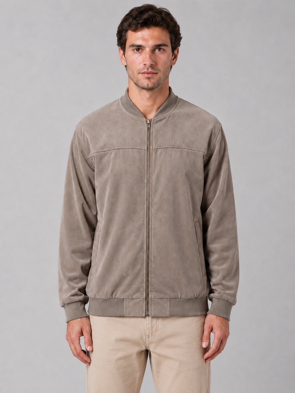 Men's Zip Bomber Jacket with Side Pockets