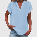 Women’s V-Neck Blouse with Notch Neckline