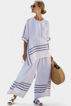 Wynric | Women’s Sophisticated Striped Set with Asymmetrical Top