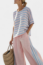 Women’s Striped Blouse with Soft Pants