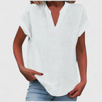 Women’s V-Neck Blouse with Notch Neckline