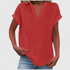 Women’s V-Neck Blouse with Notch Neckline