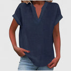 Women’s V-Neck Blouse with Notch Neckline