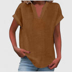 Women’s V-Neck Blouse with Notch Neckline