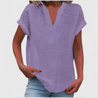 Women’s V-Neck Blouse with Notch Neckline