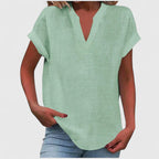 Women’s V-Neck Blouse with Notch Neckline