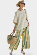Women’s Sophisticated Top with Striped Pants